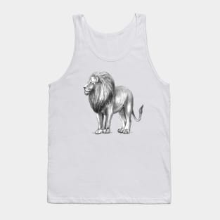 drawing of a lion, king of beasts, predator, male, print, as a gift Tank Top